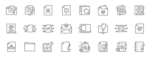 Set of document related line icons. Folder, page, file, website etc. Editable stroke. Set 2 vector
