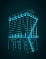 Dust extraction system blueprint vector