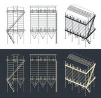 Dust extraction system blueprints vector