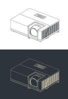 Multimedia projector blueprints vector