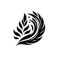 Abstract black leaflike with two parts, organic, symmetrical composition on white, creating an elegant and minimalist graphic. vector