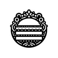 Ornate Black White Circular with Decorative Frame, Striped Interior, and Symmetrical on White Background vector