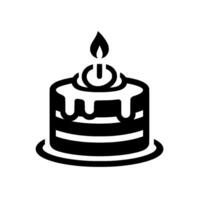 Minimalist Black and White of a Birthday Cake with a Lit Candle atop, on a Plain White Background, Celebrating Festivity. vector