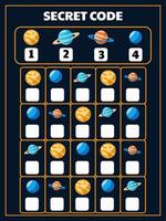 Tasks for children on attention and memory on the topic of space adventures vector