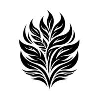 Symmetrical Black Leaf Silhouette A Striking Featuring Organic Lines and Sharp Edges Against White Backdrop, Emphasizing Contrast. vector