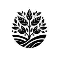 Elegant Black and White of a Thriving Tree Emblem, Symbolizing Growth and Nature within a Symmetrical Oval. vector