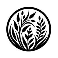 Intricate Black and White Circular Composition of Stylized Foliage and Botanical Elements vector