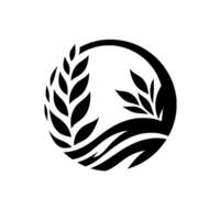 Minimalist Black and White Design A circular composition featuring wheat stalks and flowing shapes, signifying growth and harvest. vector