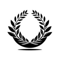 Stylized Black and White Laurel Wreath with Minimalist Design, Arching Leaves and Symbolic of Achievement or Victory on White Background vector