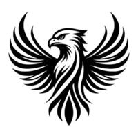 Striking Black and White Illustration of an Eagle with Outstretched Wings, Emblem of Power and Freedom. vector