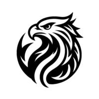 Stylized Black and White Eagle Head in a Circular Composition, Emblem of Power and Elegance Against White. vector