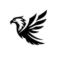 A powerful black and white eagle with outstretched wings, showcasing boldness and dynamism. vector
