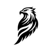 Elegant Black and White Eagle Design, Minimalist Art Featuring Powerful Bird of Prey on a Plain White Background. vector