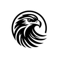 Bold black and white minimalist featuring a stoic eagle head within a circular frame, conveying strength and focus. vector