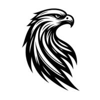Bold Black and White Illustration of an Eagles Head in Profile, Featuring Striking Lines and Sharp Details, Set Against a Clean White Background. vector