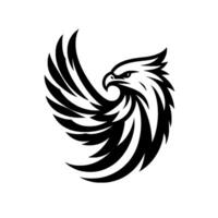 Black and White Stylized Eagle Emblem, Swooping, Bold on White Background, Symbolic of Power and Freedom. vector