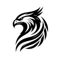 Black and White Eagle Head Symbolic representation of power, freedom, and prestige against a plain white background. vector