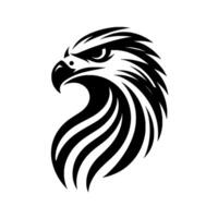Striking Black and White Eagle Head Silhouette, Profile View, Bold Line Art, Powerful and Focused Expression. vector