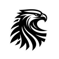 Bold Black and White Eagle Head Silhouette, Featuring Sharp Feathered with Intense Gaze, Isolated on White Background. vector