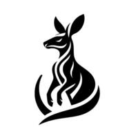 Stylized Black and White Kangaroo with Bold Lines and Elegant Curve. vector