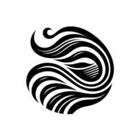 Abstract black and white swirling featuring flowing lines, curves, and eyelike imagery against a minimalist white background. vector