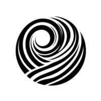 Black and White Circular Design a swirling composition of curving lines forming a spiral within a circle, against a minimalist white background. vector