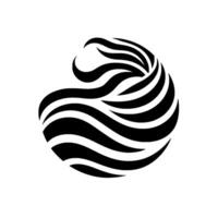 Abstract Black and White Design Swirling, WaveLike Form with a Rounded Shape on a Clean, White Background, Simple and Modern Concept. vector