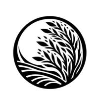 Elegant Black and White Circular Featuring Stylized Branches and Leaves, Decorative Minimalist Art. vector