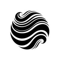 Abstract monochrome sphere composed of swirling black and white wavy stripes on a white background, with a modern minimalist aesthetic. vector