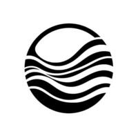 Minimalist Black and White Logo A circular featuring stylized wavelike lines, symbolizing fluidity and movement, against a clean white backdrop. vector