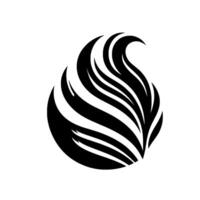 Abstract Teardrop with Flowing Black, White, and Gray Parallel Lines, Incorporating Crescent Moon Symbol. vector