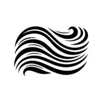 Black and white stylized featuring flowing, layered, curved lines, evoking a sense of motion on a plain white background. vector