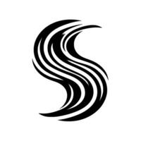 An abstract, bold of a stylized, black and white S shape, composed of layered, curved lines against a white background, minimalist. vector