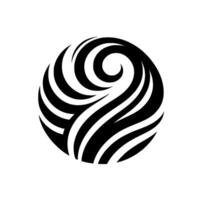 Black and White Swirling Abstract Sphere with a Shadow, Element, Modern Aesthetic vector