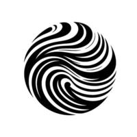 Swirling Monochrome Abstract Sphere An Illustration of Converging and Diverging Black Wavy Lines on a White Background, Depicting Movement and Flow. vector
