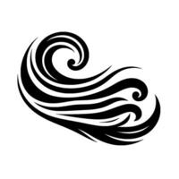 Abstract black and white swirling wavelike design, minimalistic artistic style with decorative lines, curls and smooth curves. vector