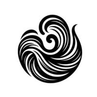 A stylized, symmetrical emblem of swirling, flowing lines in black against a white background, evoking a sense of fluid movement. vector