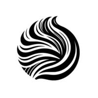 Swirling Black and White Abstract Composition A spherical, of flowing, layered lines creating a dynamic, threedimensional illusion against a white background. vector