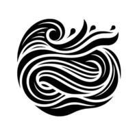 A stylized, swirling, and flowing black and white wave resembling a Celtic knot, evoking dynamism and motion. vector