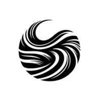 Artistic Black and White Circular Design Swirling, Flowing Lines Creating a Dynamic, Organic Shape on a White Background. vector