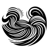 Abstract Black and White Swirls A Dynamic Composition of Flowing Lines and Shapes, Forming a Symmetrical on a Clean White Backdrop. vector