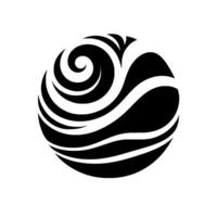 Abstract Black and White Swirling Orb with a Glossy, Gradient Effect and Shadow, Perfect for Branding. vector