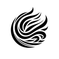 Abstract spherical with black curved lines and stylized wave pattern on a white background, minimalism. vector