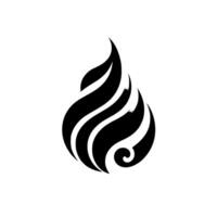 Elegant Black and White Abstract Flame Logo, Featuring Layered Wavy Lines and Subtle Gradient, Set on a White Background. vector