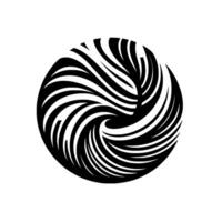 Abstract swirling design, black and white, vortex of curved lines, circular shape, minimalist modern art on white. vector