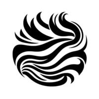 Abstract black and white swirling lines forming a circular stylized on a light grey background, evoking movement. vector