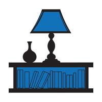 a lamp and books on a table vector