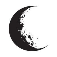 black and white drawing of a crescent with splatters vector