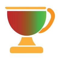 a red and green cup with a yellow handle vector