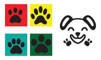 set of four different paw prints with different colors vector